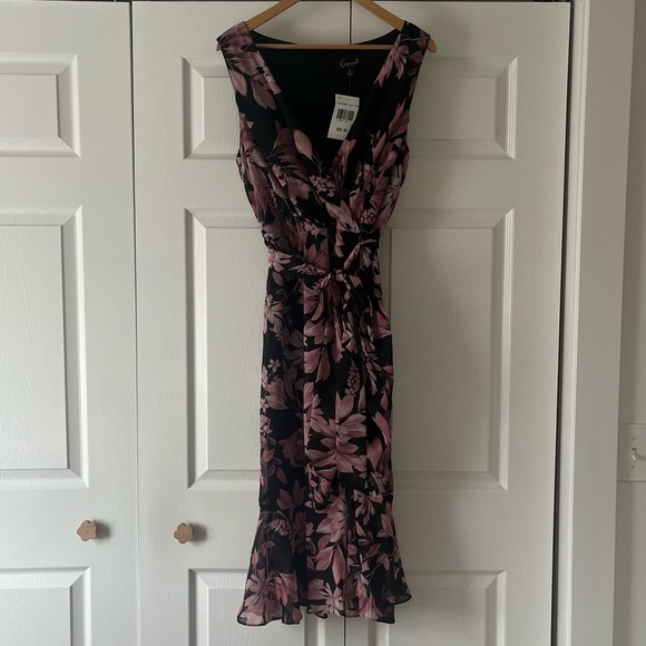 Connected Apparel Floral Dress Black & Pink Size 14 NWT - Picture 1 of 12